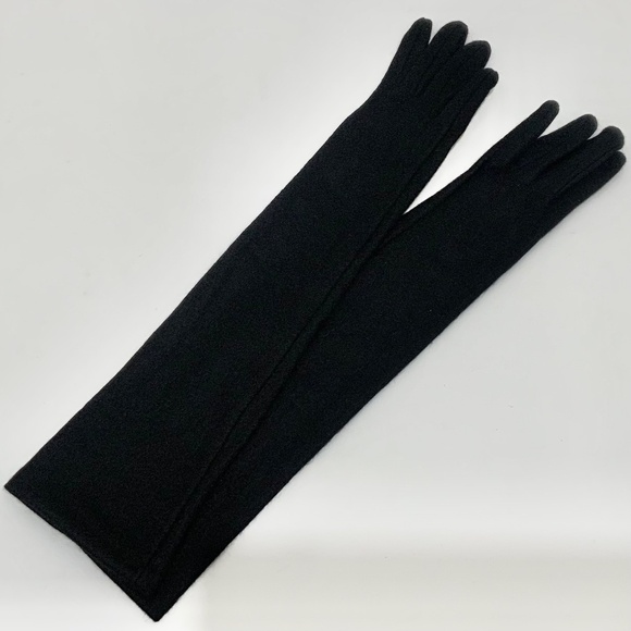 Luxury Long Cashmere Merino Wool Gloves Classic Black Driving Winter Warm Gloves - Picture 6 of 8